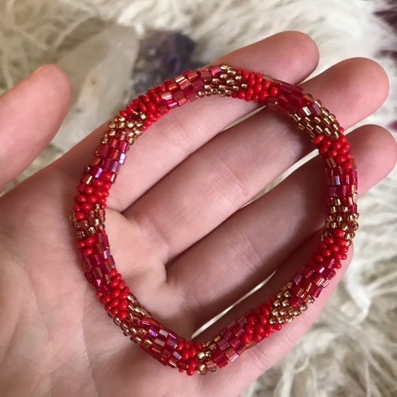 Glass Seed Bead Crochet Roll On Bracelet - Picture 1 of 6